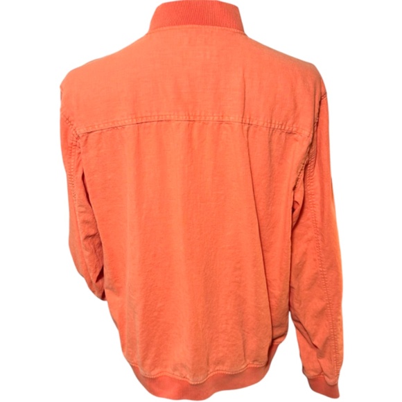 Alan Flusser Orange Linen Blend Bomber Jacket, Lightweight, Size L - Picture 5 of 6